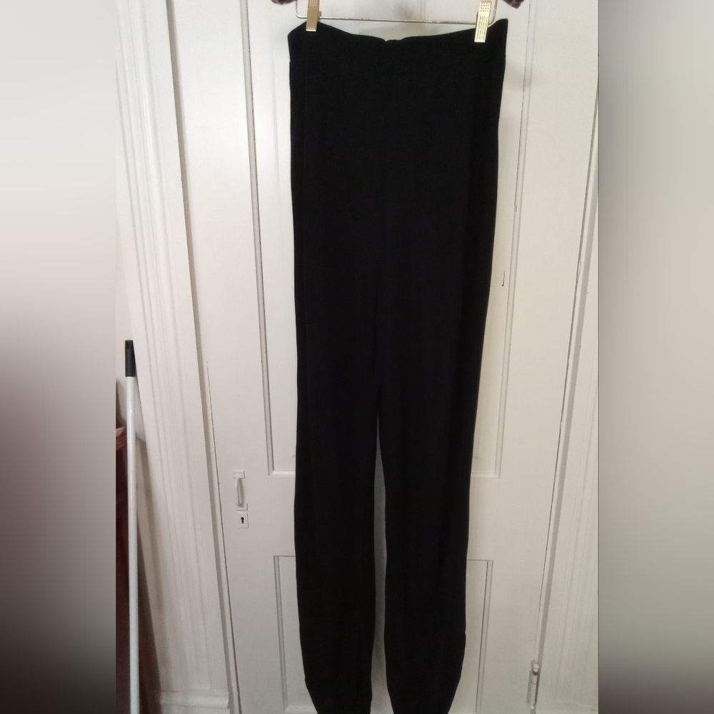 Susan Graver Black Comfortable Stretch Knit Women Wide Leg Pants MT